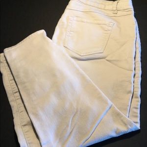 Beige skinny zip ankle jeans, size 14